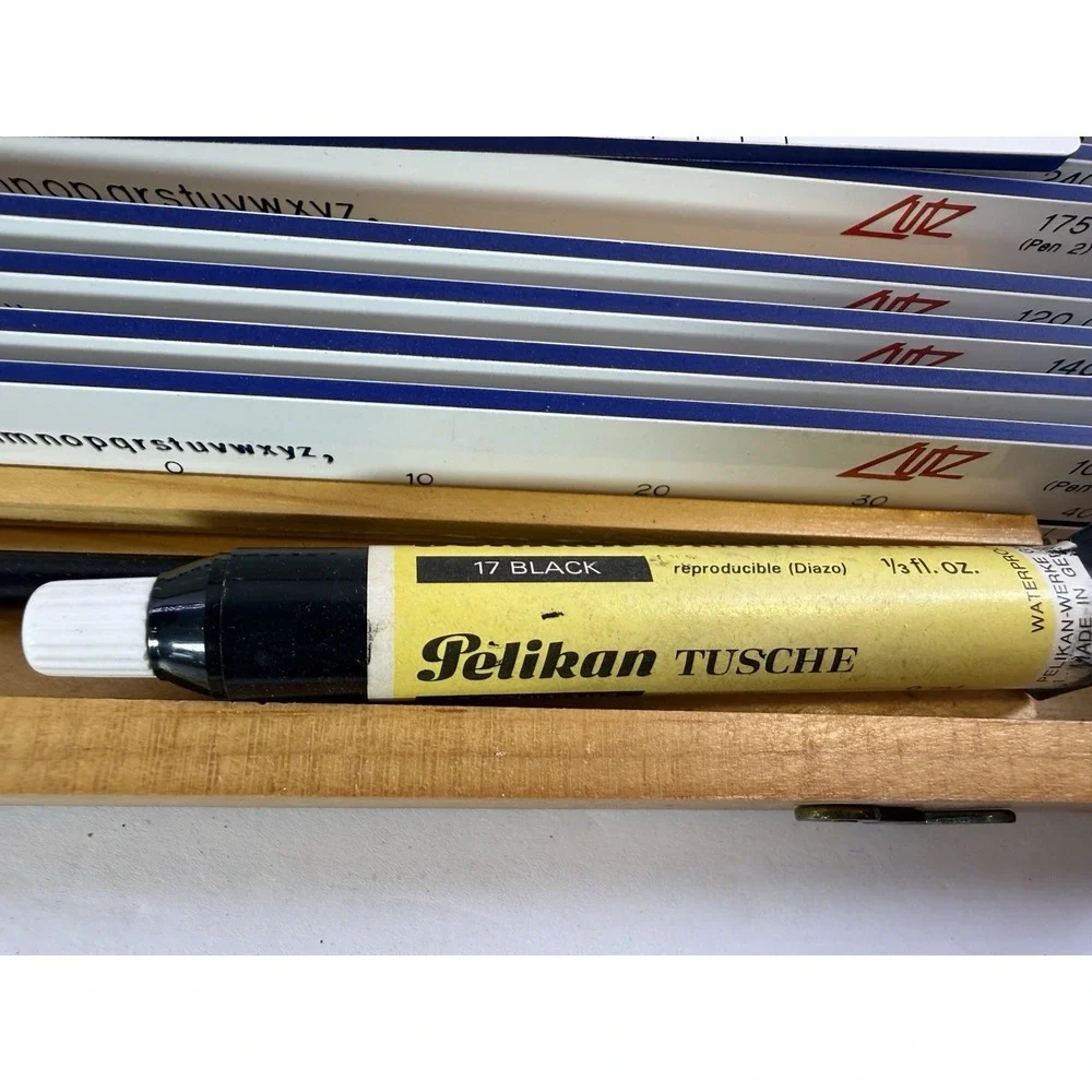 Vintage Lutz Superdyne Mechanical Lettering Drafting Template Set Complete Case